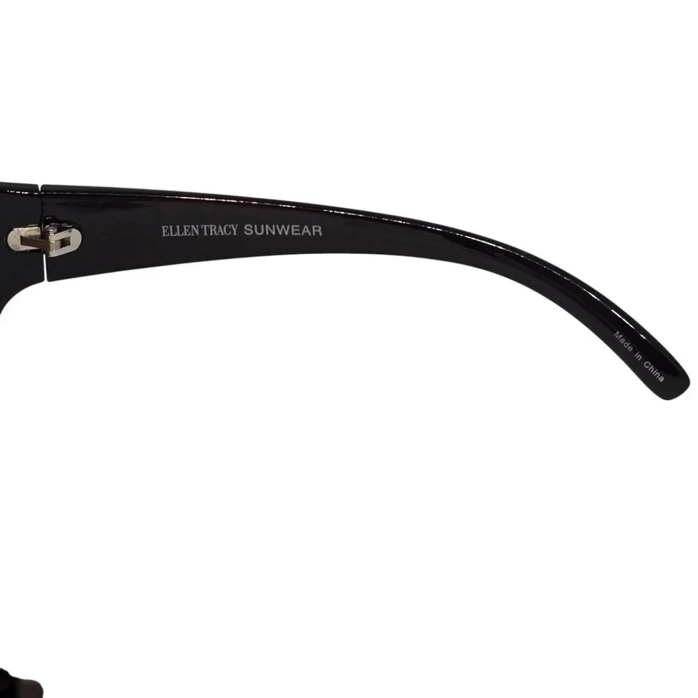 Ellen Tracy Oversized Brown Gradient Sunglasses With Crocodile Texture Arms & UV